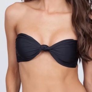 Mikoh Black Strapless Knotted Carmel Bikini Top